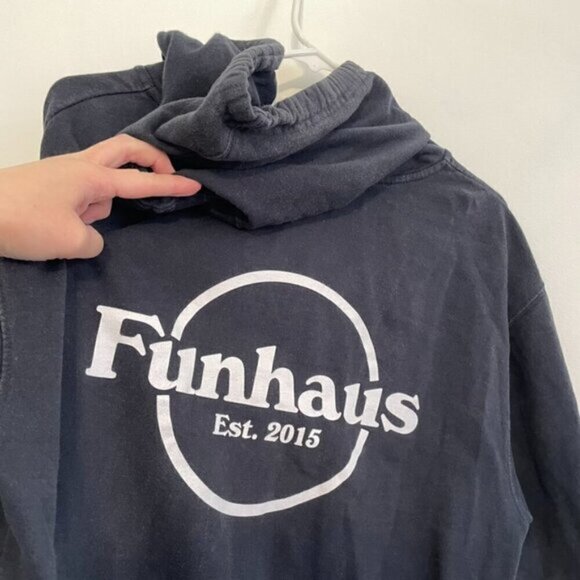ROOSTER TEETH FUNHAUS Mens Navy Blue Double Sided Full Zip Hoodie Sweatshirt M - Picture 13 of 15
